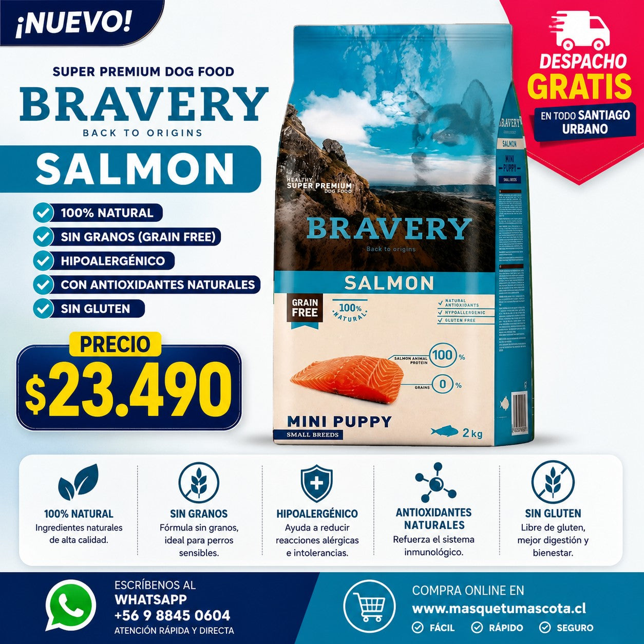 Bravery Salmon Mini Puppy 2kg
