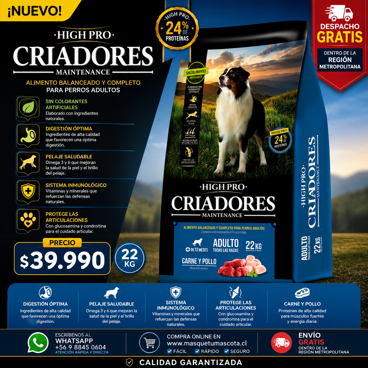 Criadores High Pro 22 kg