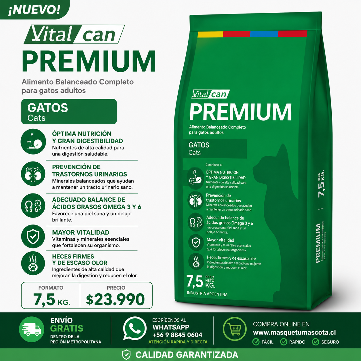 Vitalcan Gato Adulto Mix 7,5kg.