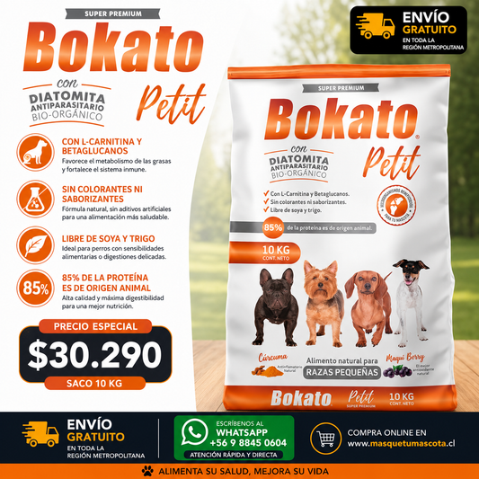 Bokato Petit Super Premiun 10 Kg 27% Proteina.