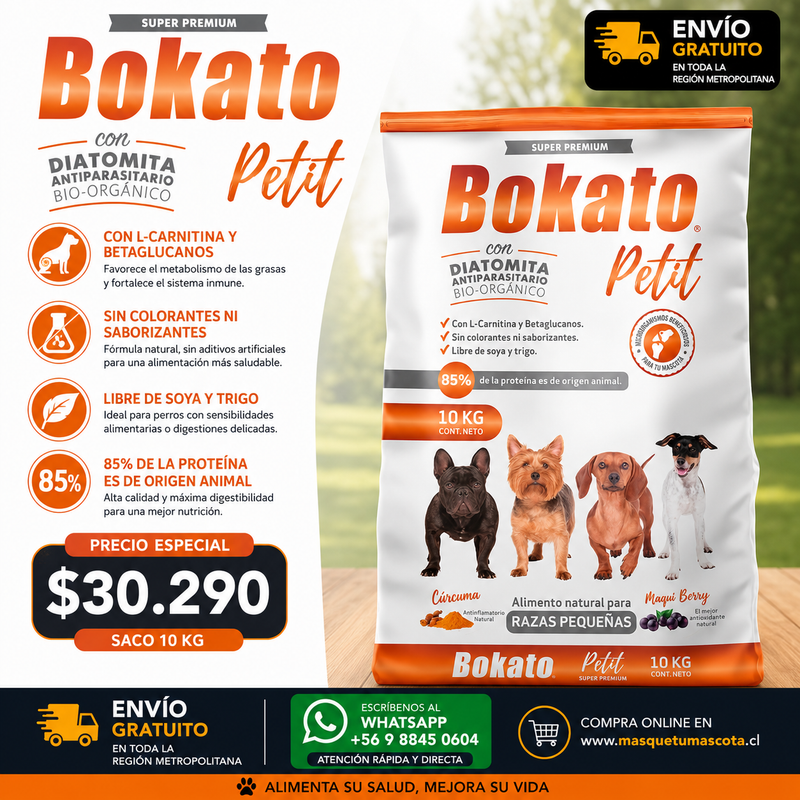 Bokato Petit Super Premiun 10 Kg 27% Proteina.