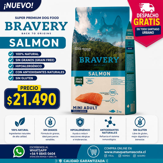 Bravery Salmon Mini Adulto Small 2KG.