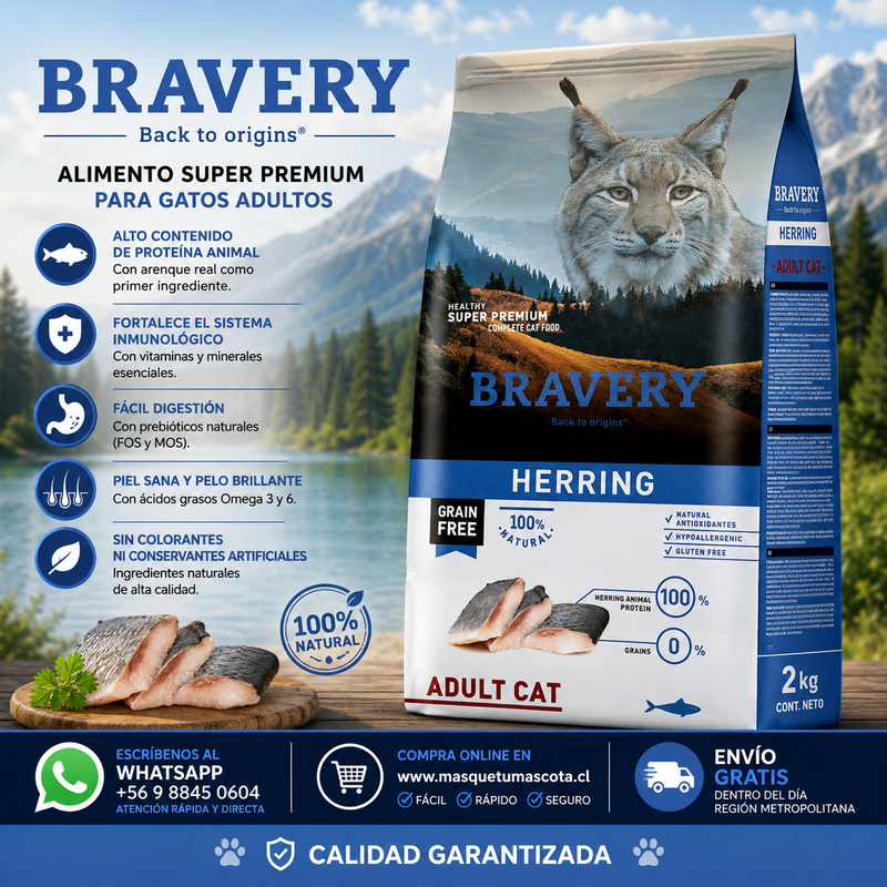 Bravery Gato Adulto Arenque 2kg