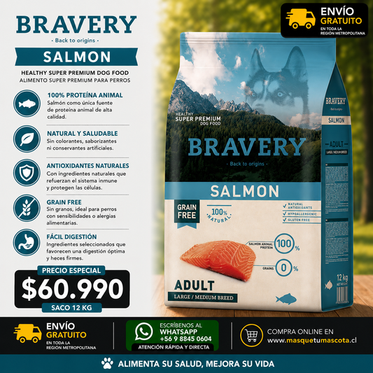 Bravery Perro Salmón 12 kg