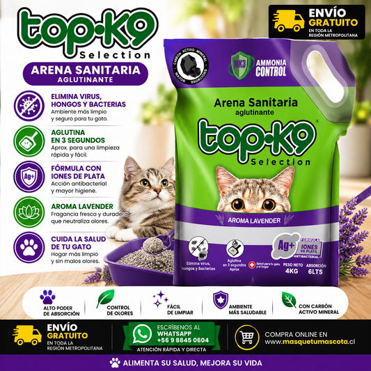 Arena Top K9 Lavanda 20kg Carbon Activo