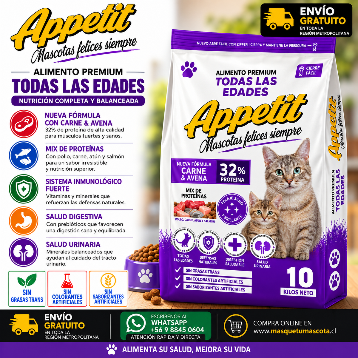 Appetit - Alimento Gato Todas las edades - 10 kilos