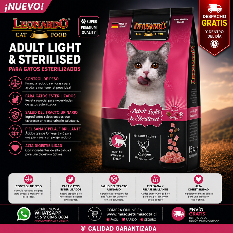 Leonardo Gato Light Esterilizado 7,5 KG.