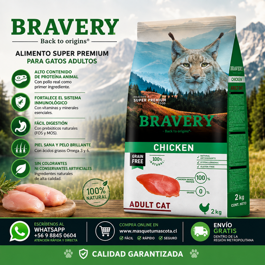 Bravery Gato Adulto Pollo 2KG