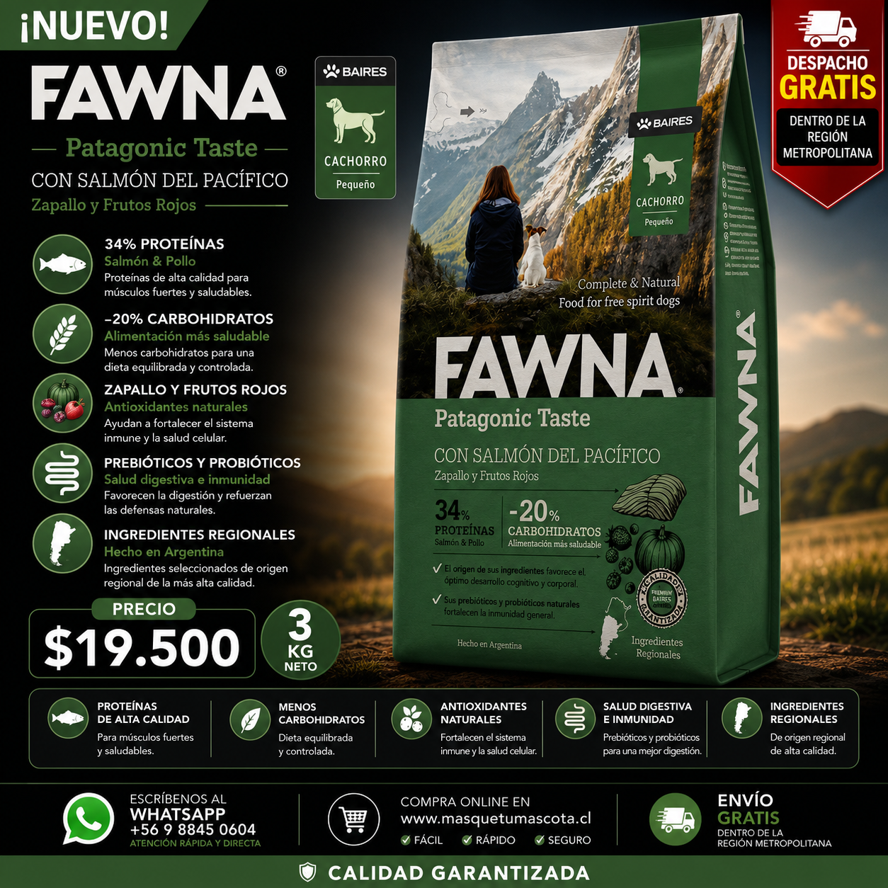 Fawna Cachorro Raza Pequeña Salmon 3kg