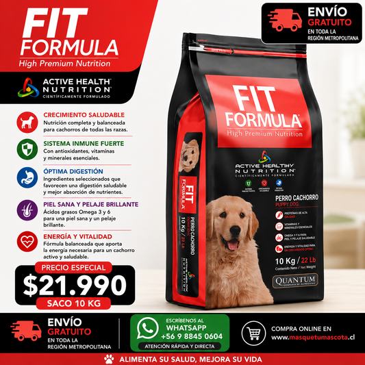 Fit Fórmula Cachorro - 10 kg 29% de Proteina.