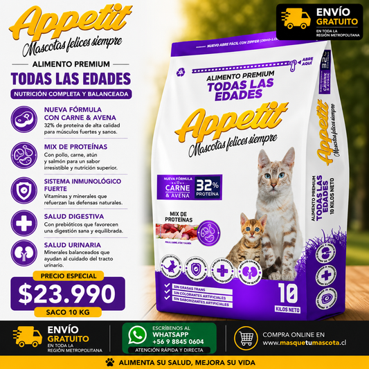 Appetit - Alimento Gato Todas las edades - 10 kilos