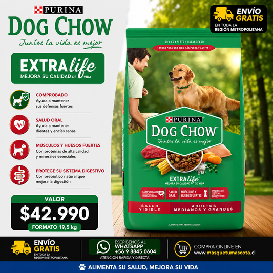 Dog Chow Adulto Medianos y Grandes 19,5 kg.