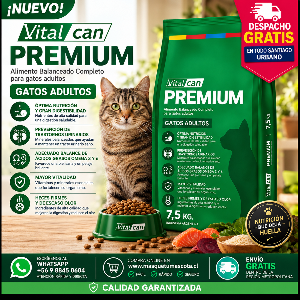 Vitalcan Gato Adulto Mix 7,5kg.