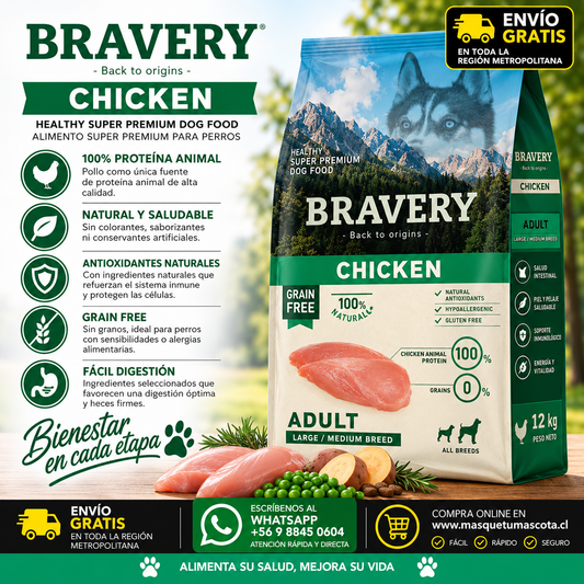 Bravery Perro Adulto Pollo 12kg