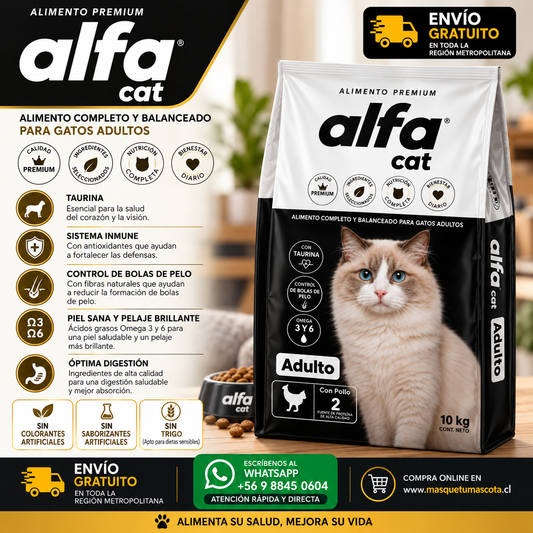 Alfa Cat Adulto 10kg 31% de Proteina.