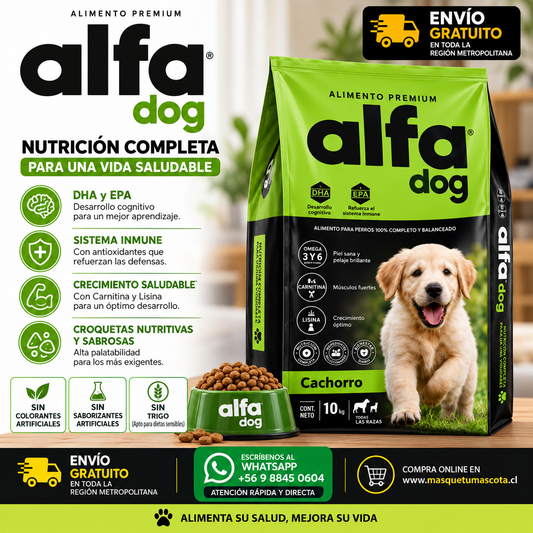 Alfa Dog Cachorro 10kg 27% de Proteina.