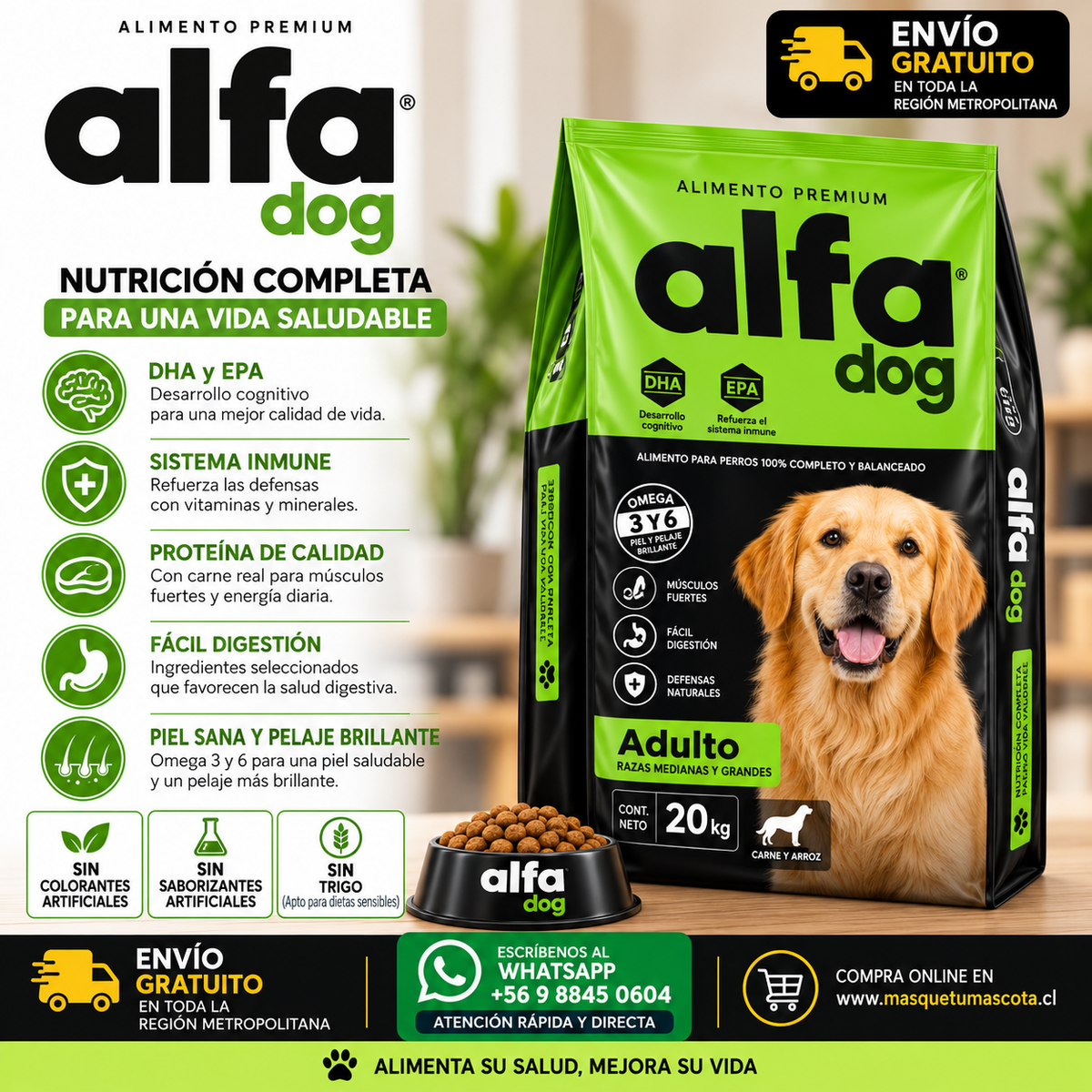 Alfa dog adulto Premium 24% de Proteina.