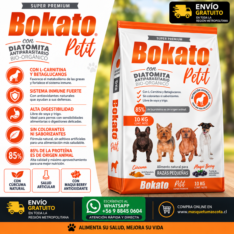 Bokato Petit Super Premiun 10 Kg 27% Proteina.