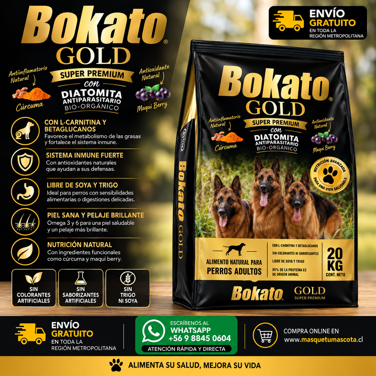 Bokato Gold, Super premiun formato 20 kg 26% Proteina.