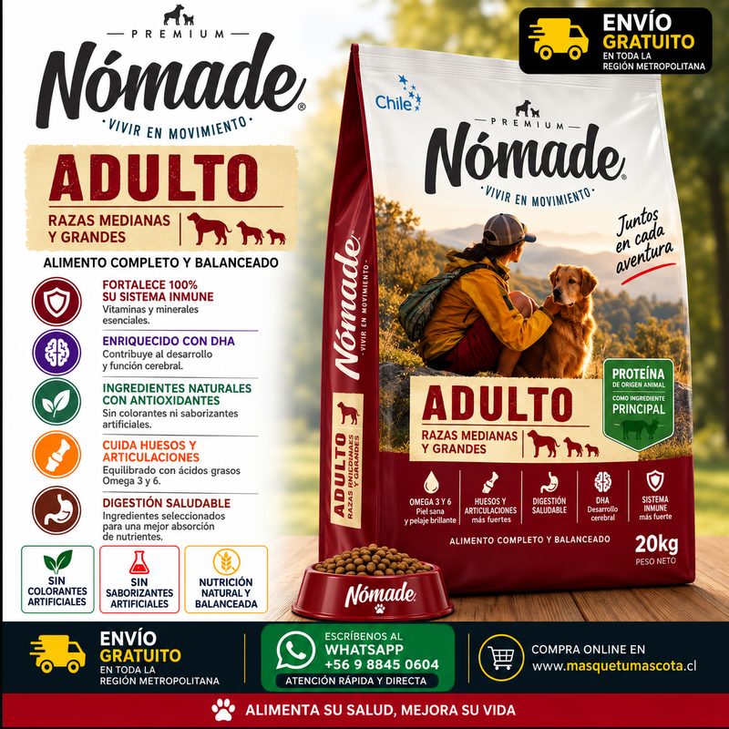 NÓMADE ADULTO - 20 Kg 25% Proteina.