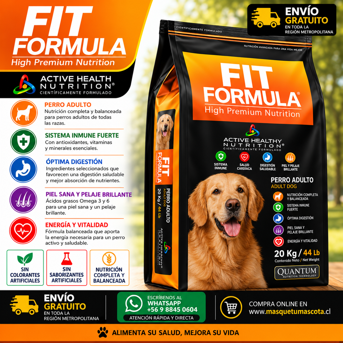 Fit Formula Adulto - 20 Kg 27% de Proteina.