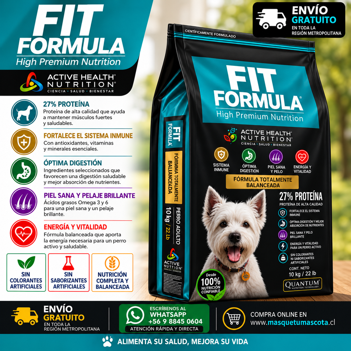 Fit Adulto Razas Pequeñas - 10kg 27% de Proteina.