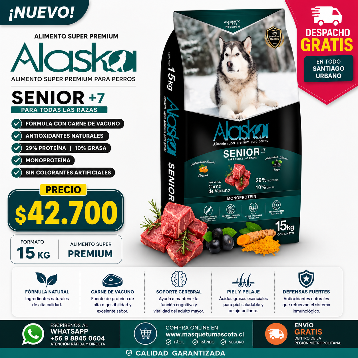 Alaska Senior Adulto Senior 15kg.