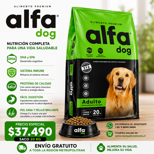Alfa dog adulto Premium 24% de Proteina.