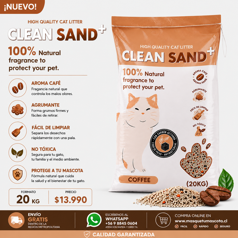 Arena CleanSand 20 kg Aroma Café Carbón Activo