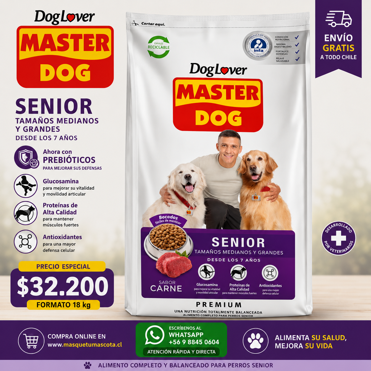 Master Dog Senior 18kg.