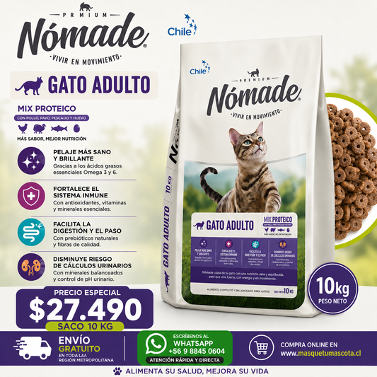 Nómade Gato - 10 kilos 30% de Proteina.