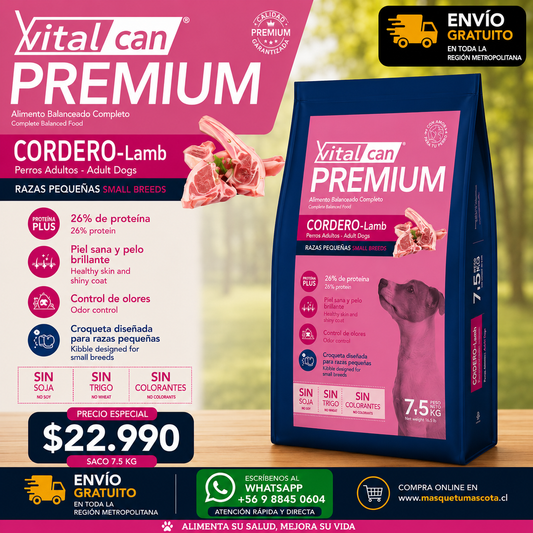 Vitalcan Premium Raza Pequeña Cordero 10kg