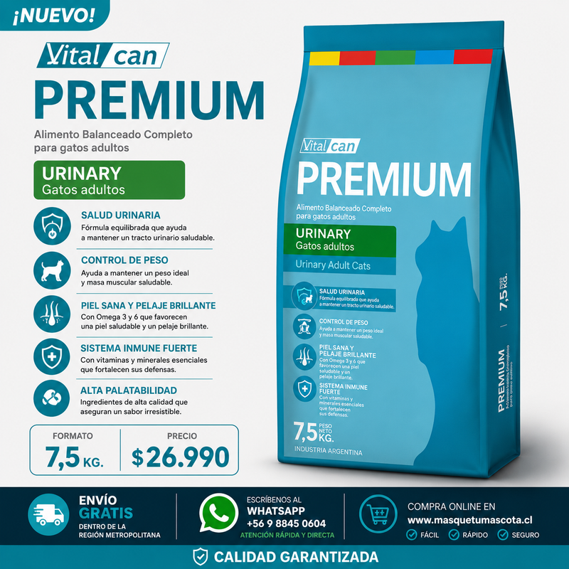 Vitalcan Gato Adulto Urinary 7,5 kg